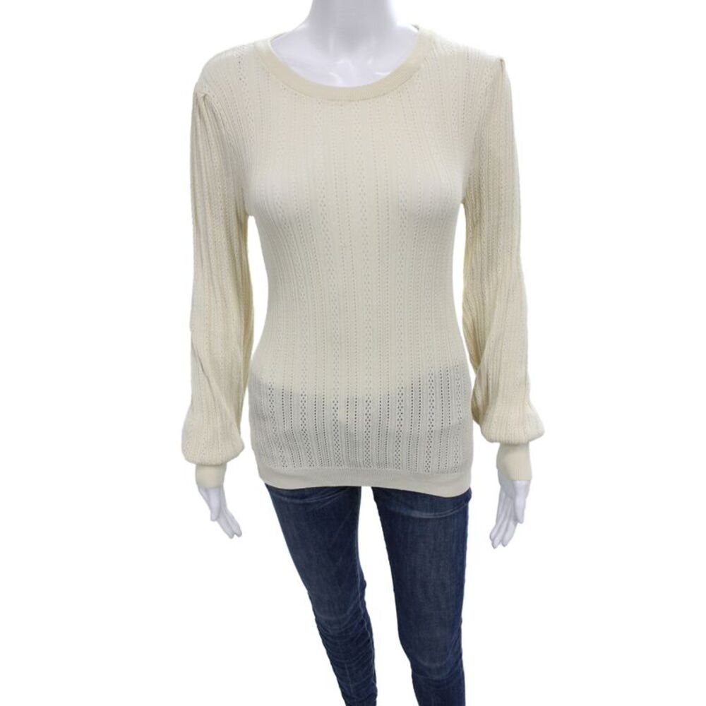 Seven Sisters Womens Pullover Sweater Long Sleeve Round Neck Beige Size XS